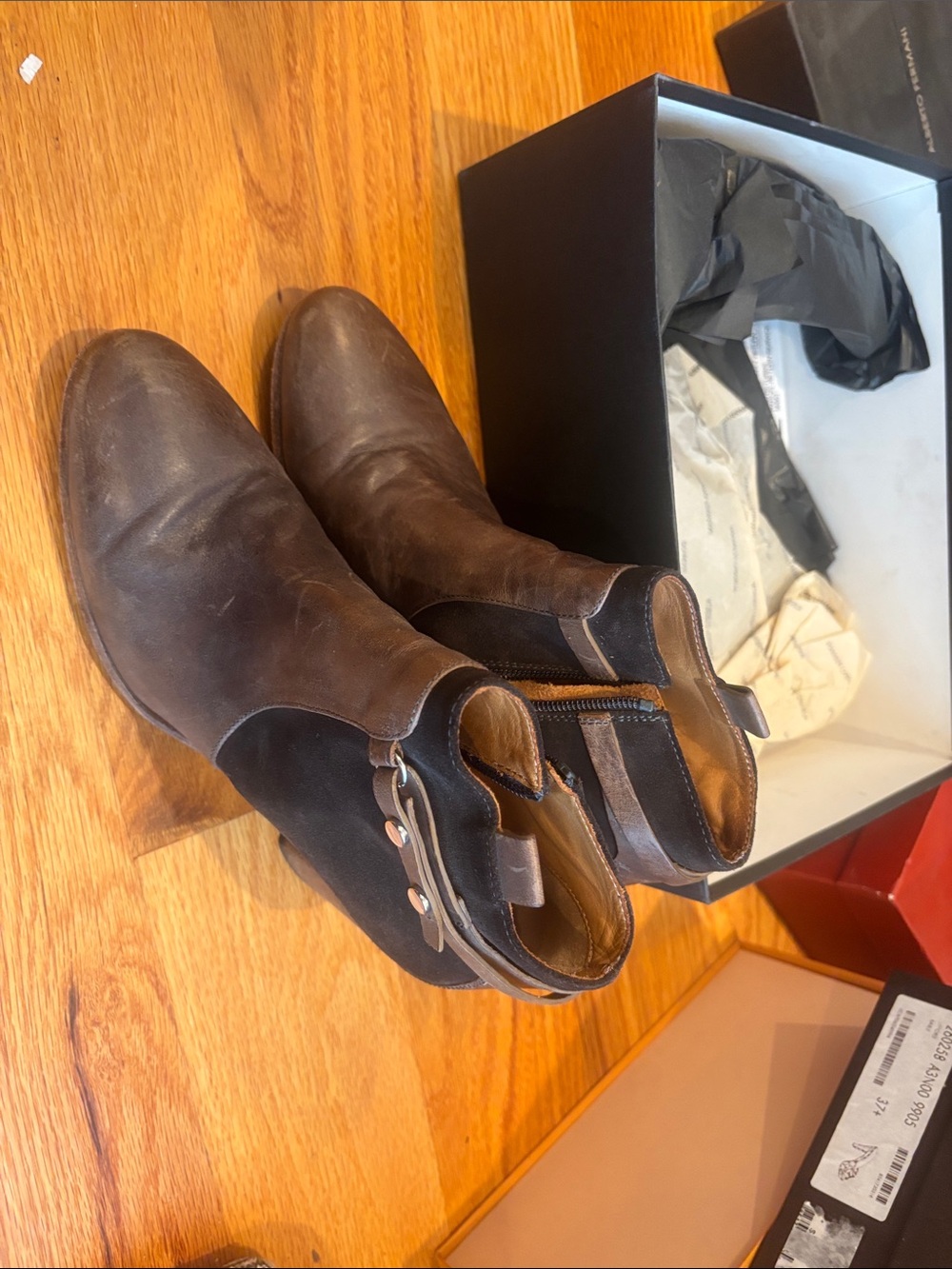 Alberto Fermani Brown and Black Women's Chukka Boots